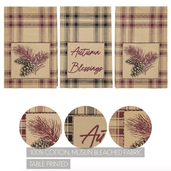 Farmhouse Pine Cone Tea Towel Set Country Kitchen Cottagecore Fall Autumn Bold - Picture 3 of 3